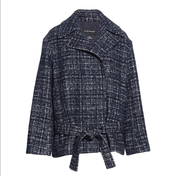 NWOT Club Monaco Textured Belted Coat - Picture 7 of 16